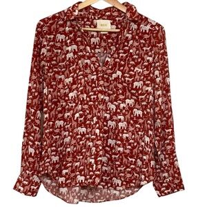 Maeve Casia Safari Print Button Down Blouse